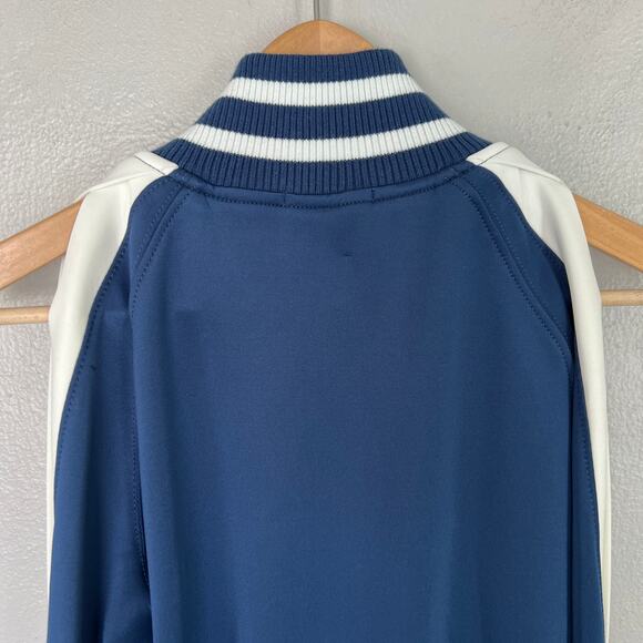 Pam & Gela Track Jacket Lightweight Zip Up Cold Shoulder Blue White Women's Sz S - Picture 8 of 10